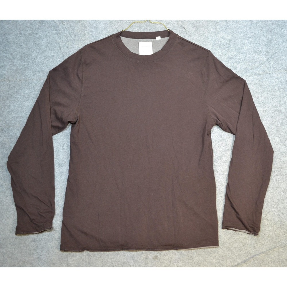 Billy Reid Shirt Mens Large Brown Long Sleeve Crewneck Cotton Blend Jersey Tee